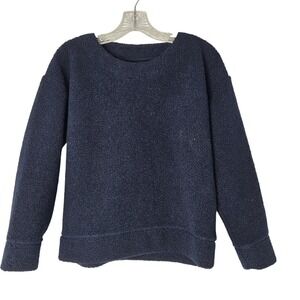 J Crew Vintage Fleece Pullover Sweatshirt Navy Blue‎ Crew Neck Relaxed Fit XS